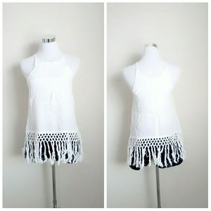NWT White fringe tank top
